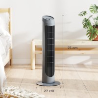 Ventilatore a torre HOMCOM per il raffreddamento della camera da letto, 75cm elettrico 70° Oscillante con 3 Impostazioni di velo