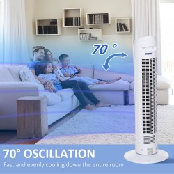 Ventilatore a torre HOMCOM per il raffreddamento della camera da letto, 30 Elettrico da pollici 70° Ventilatore oscillante con 3