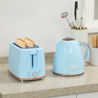 Bollitore HOMCOM & 2-Set Tostapane a Due Fessure | Spegnimento Automatico — Azzurro
