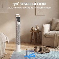 HOMCOM Tårnventilator Oscillerende 3 Hastigheder 3 Vindtyper 40W m/ fjernbetjening timer stille - hvid