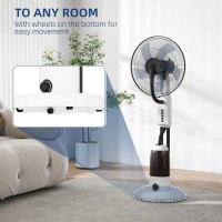 HOMCOM Spraydimfläkt, Golvfläkt med Vattendimspray, 70° Oscillation, Lutande Huvud, 3 Hastigheter, 2.8L Vattentank, Vit