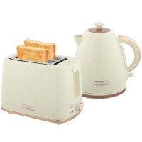Hervidor HOMCOM & 2-Set de Tostadora de Ranuras | Apagado Automático — Beige