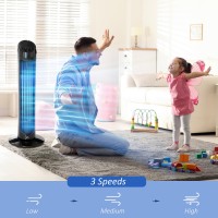 HOMCOM tårnventilator til soveværelset, 30 tommer, 6 m/s kraftig hastighed, stående gulvventilator med 70° Oscillerende og 3 Has