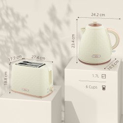 Bollitore HOMCOM & 2-Set Tostapane a Fette | Spegnimento Automatico — Beige
