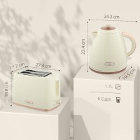 Bollitore HOMCOM & 2-Set Tostapane a Fette | Spegnimento Automatico — Beige