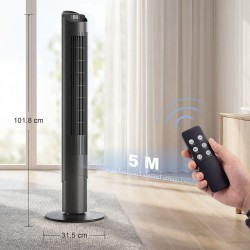Ventilatore a Torre Intelligente WiFi HOMCOM 101.8cm | Telecomando, 6 Velocità