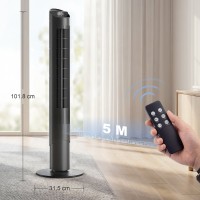 Ventilateur Tour Intelligent WiFi HOMCOM 101.8cm | Télécommande, 6 Vitesses