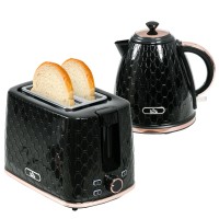 HOMCOM Kettle & 2-Slice Toaster Set | Auto Shut-Off — Black