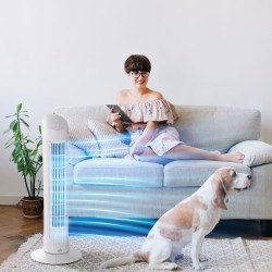 HOMCOM tårnventilator til køling af soveværelset, 30 tommer elektrisk 70° oscillerende ventilator med 3 hastighedsindstillinger,