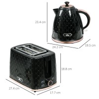 Bouilloire HOMCOM & 2-Ensemble grille-pain deux tranches | Arrêt automatique — Noir
