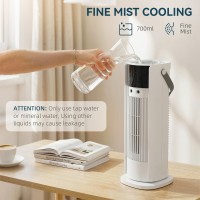 HOMCOM Torenventilator voor Slaapkamer, 16 Inch Mist Bureauventilator met DC-motor, 3 Snelheden, 90° Oscillatie, 10H Timer, voor