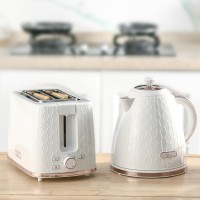 Bollitore HOMCOM & 2-Set Tostapane a Fette | Spegnimento Automatico — Bianco