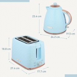 Bouilloire HOMCOM & 2-Ensemble grille-pain deux tranches | Arrêt automatique — Bleu clair