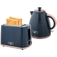 HOMCOM Kettle & 2-Slice Toaster Set | Auto Shut-Off — Blue