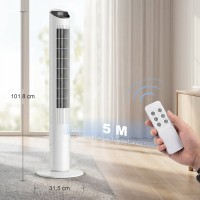 Ventilatore a torre HOMCOM con controllo tramite app WiFi, ventilatore da pavimento a colonna con telecomando 101.8 cm Bianco