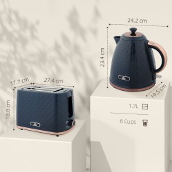 Bollitore HOMCOM & 2-Set Tostapane a Fessure | Spegnimento Automatico — Blu