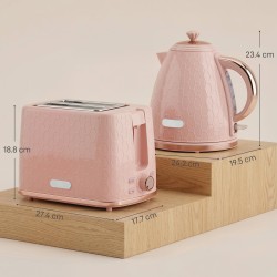 HOMCOM Kettle & 2-Slice Toaster Set | Auto Shut-Off — Light Pink