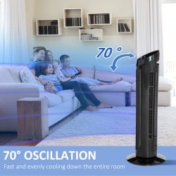 HOMCOM tårnventilator til soveværelset, 30 tommer, 6 m/s kraftig hastighed, stående gulvventilator med 70° Oscillerende og 3 Has