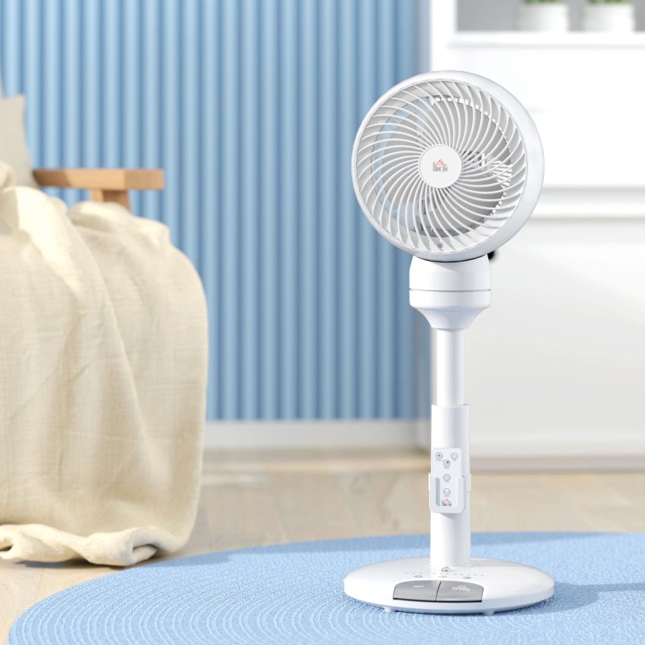 HOMCOM 28 Inch Standing Fan with Remote - White