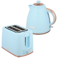 HOMCOM Kettle & 2-Slice Toaster Set | Auto Shut-Off — Light Blue
