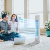 HOMCOM tårnventilator til køling af soveværelset, 30 tommer elektrisk 70° oscillerende ventilator med 3 hastighedsindstillinger,