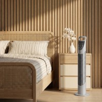 HOMCOM Turmventilator Oszillierend 3 Geschwindigkeiten 3 Windstufen 40W mit Fernbedienung, Timer, leise - Grau