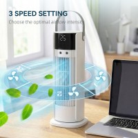 HOMCOM Tornfläkt för sovrummet, 16 Tum Mist Bordsfläkt med DC-motor, 3 Hastigheter, 90° Oscillation, 10H Timer, för hemkontor