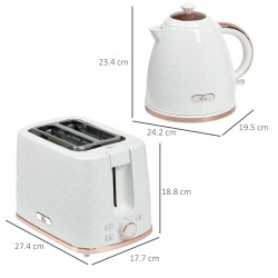 HOMCOM Kettle & 2-Slice Toaster Set | Auto Shut-Off — White