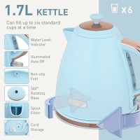 Bollitore HOMCOM & 2-Set Tostapane a Due Fessure | Spegnimento Automatico — Azzurro