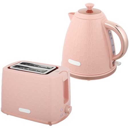 Bollitore HOMCOM & 2-Set Tostapane a Fette | Spegnimento Automatico — Rosa Chiaro