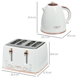 Bollitore HOMCOM & 4-Set Tostapane a Fette | Ebollizione Rapida — Bianco