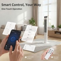 Ventilateur tour HOMCOM avec contrôle par application WiFi, ventilateur de sol sur pied, télécommande 101.8 cm Blanc