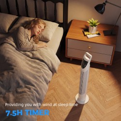 HOMCOM Torenventilator Oscillerend 3 Snelheden 3 Winden 40W met RC-timer Stil - Wit