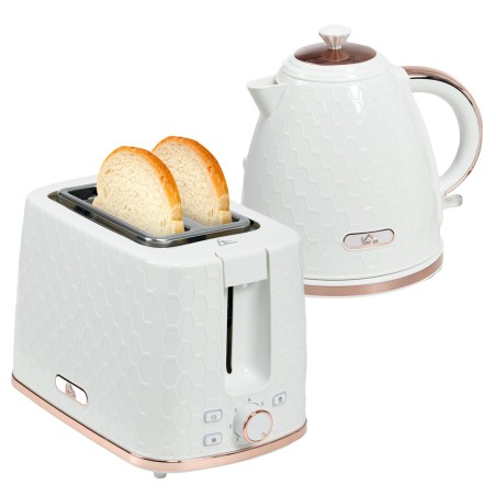 Bollitore HOMCOM & 2-Set Tostapane a Fette | Spegnimento Automatico — Bianco