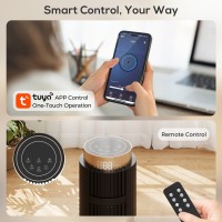 HOMCOM Turmventilator mit WiFi-App-Steuerung, Standventilator mit 3 Geschwindigkeit 4 Modi, 12 Stunden-Timer und Nachtlicht Schw