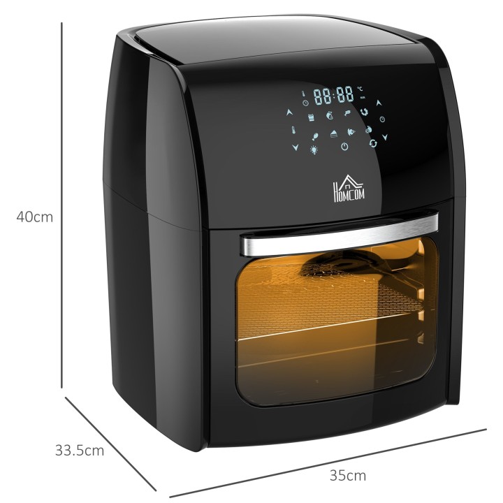 HOMCOM 12L Air Fryer Oven | 8-in-1, Rotisserie, 1800W — Black