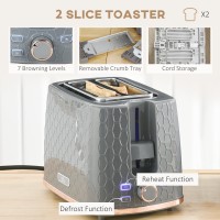 HOMCOM Bouilloire & 2-Ensemble Grille-pain à Tranches | Arrêt Automatique — Gris