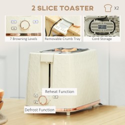 Bollitore HOMCOM & 2-Set Tostapane a Fette | Spegnimento Automatico — Beige