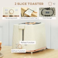 Bollitore HOMCOM & 2-Set Tostapane a Fette | Spegnimento Automatico — Beige