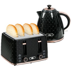 HOMCOM Kettle & 4-Slice Toaster Set | Fast Boil — Black