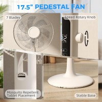 HOMCOM Tre-tilstand gulvventilator, med insektsprayboks og LED-panel - Hvid