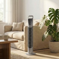 HOMCOM Tornfläkt Oscillerande 3 Hastigheter 3 Vindar 40W m/ Fjärrkontroll Timer Tyst - Grå