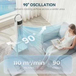 Ventilatore a torre HOMCOM per camera da letto, 16 Ventilatore da tavolo a nebulizzazione da pollici con motore DC, 3 Velocità, 