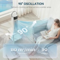 HOMCOM Tower Fan for Bedroom, 16 Inch Mist Desktop Fan with DC Motor, 3 Speeds, 90° Oscillation, 10H Timer, for Home Office