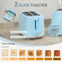 HOMCOM Kettle & 2-Slice Toaster Set | Auto Shut-Off — Light Blue