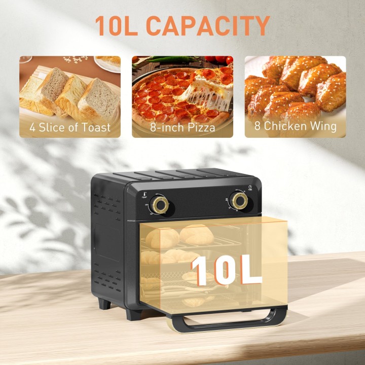 HOMCOM 10L Air Fryer Oven & Mini Oven | Grill, Roast, 1000W