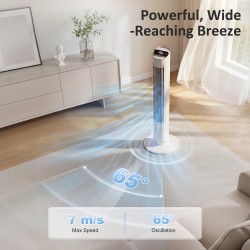Ventilatore a torre HOMCOM con controllo tramite app WiFi, ventilatore da pavimento a colonna con telecomando 101.8 cm Bianco