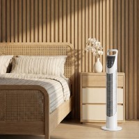 HOMCOM Tårnventilator Oscillerende 3 Hastigheder 3 Vindtyper 40W m/ fjernbetjening timer stille - hvid