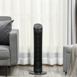 Ventilatore a torre HOMCOM per camera da letto, 30 pollici, 6 m/s di velocità potente, ventilatore a pavimento con 70° oscillazi