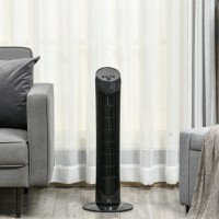 HOMCOM Turmventilator für Schlafzimmer, 30 Zoll, 6 m/s kraftvolle Geschwindigkeit, Standventilator mit 70° Oszillation und 3 Ges